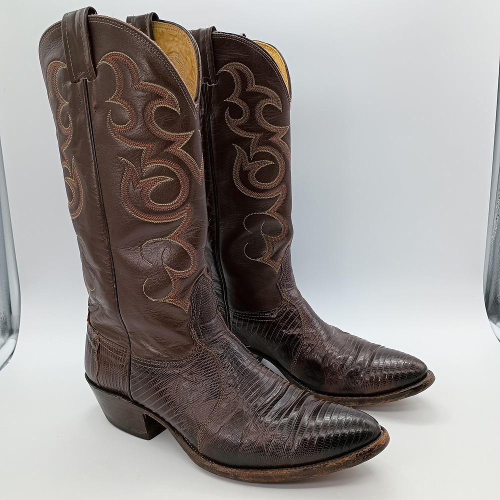 Nocona Mens Brown Leather Western Cowboy Boots Size 8.5 D Made in USA
